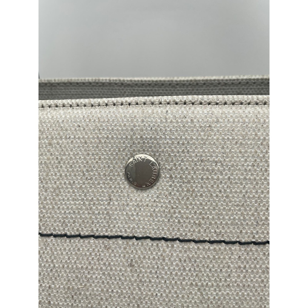$1890 NEW SAINT LAURENT YSL SUMMER LINEN CANVAS RIVE GAUCHE TOTE BAG - Picture 10 of 16